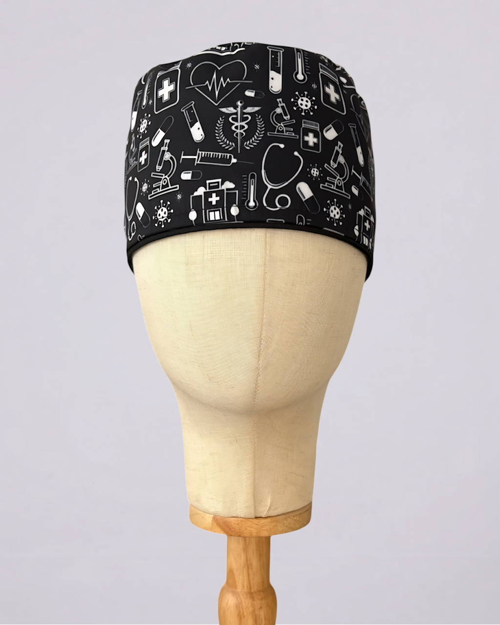 Gorro quirúrgico Med Negro, vista frontal